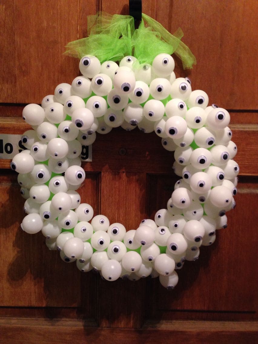 Googly-Eyed Ping Pong Wreath
