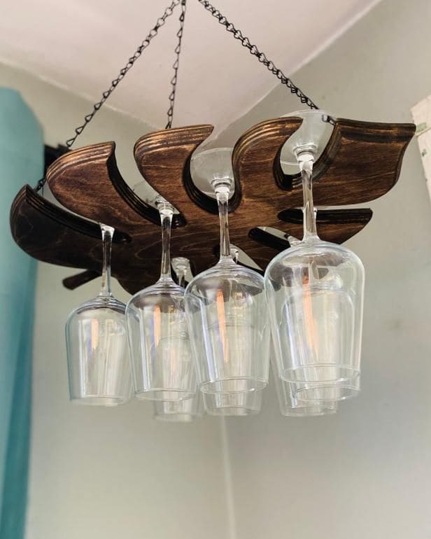 Hanging Wine Rack with Bird Silhouette