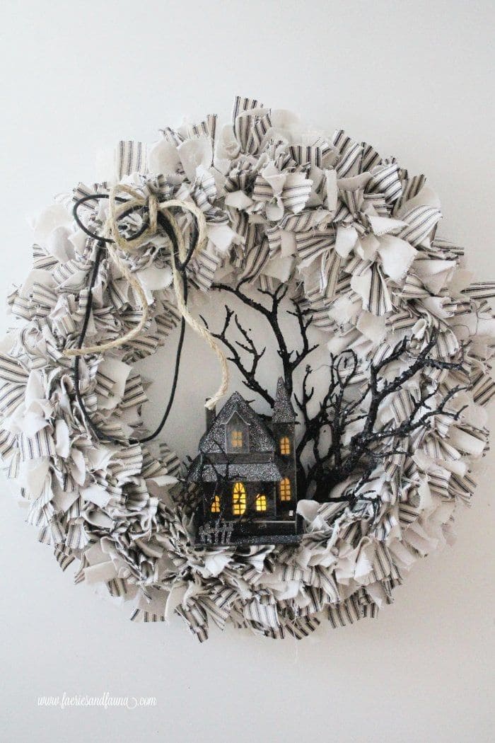 Haunted House Rag Wreath