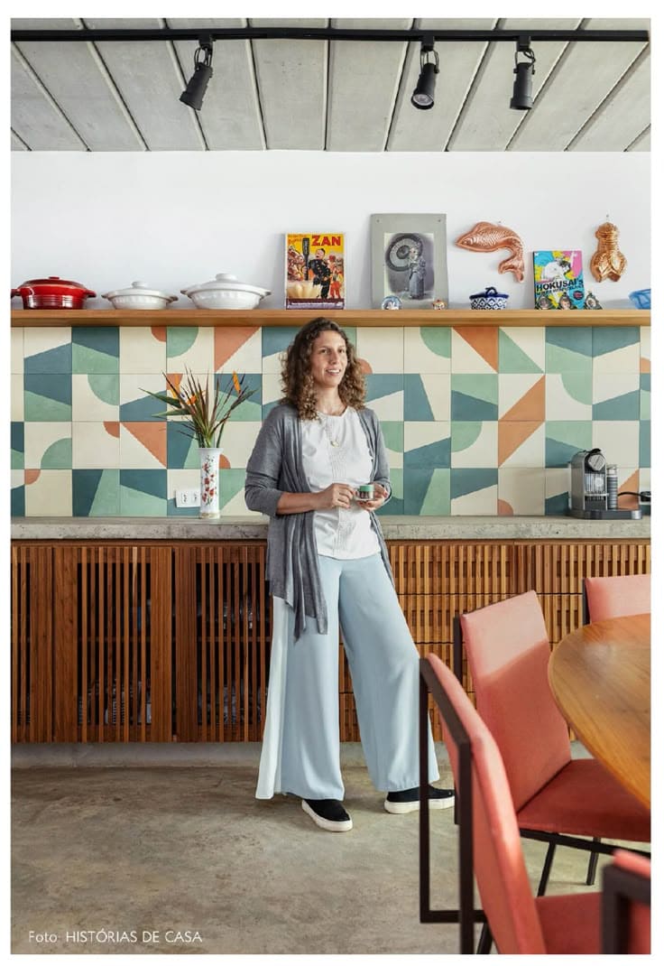 Mid-Century Color Block Backsplash