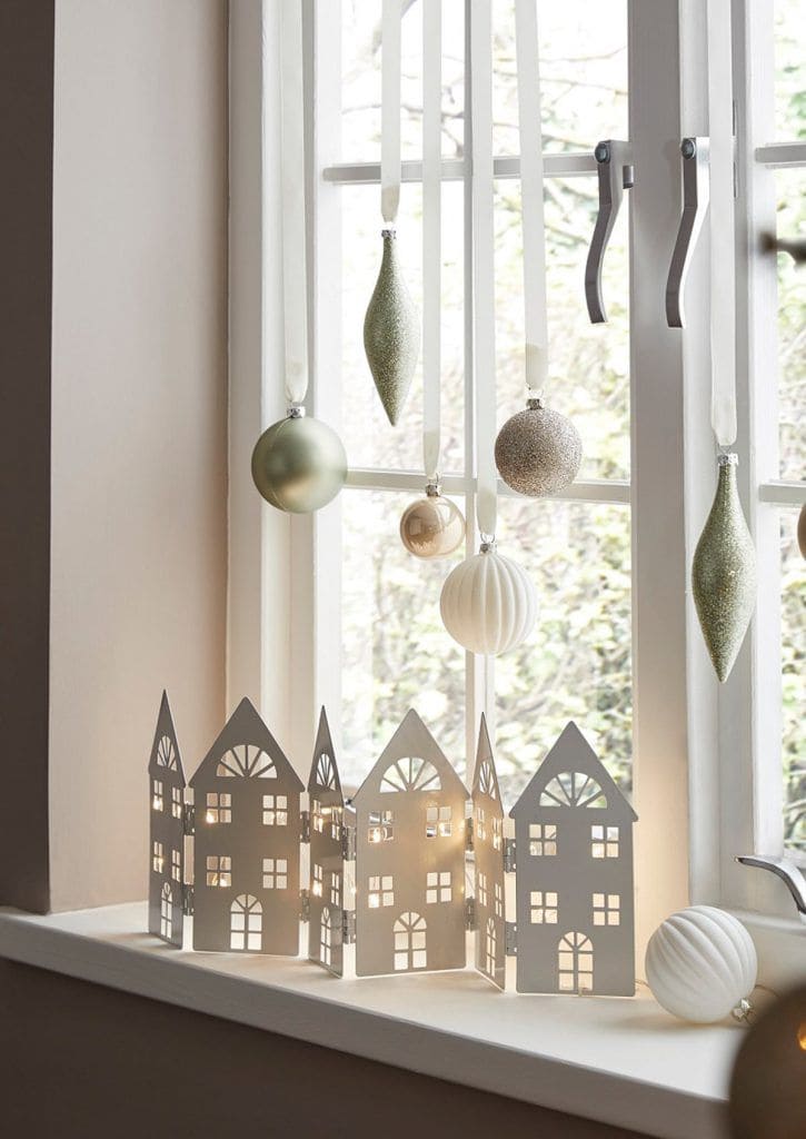 Minimalist Winter Village Window Display