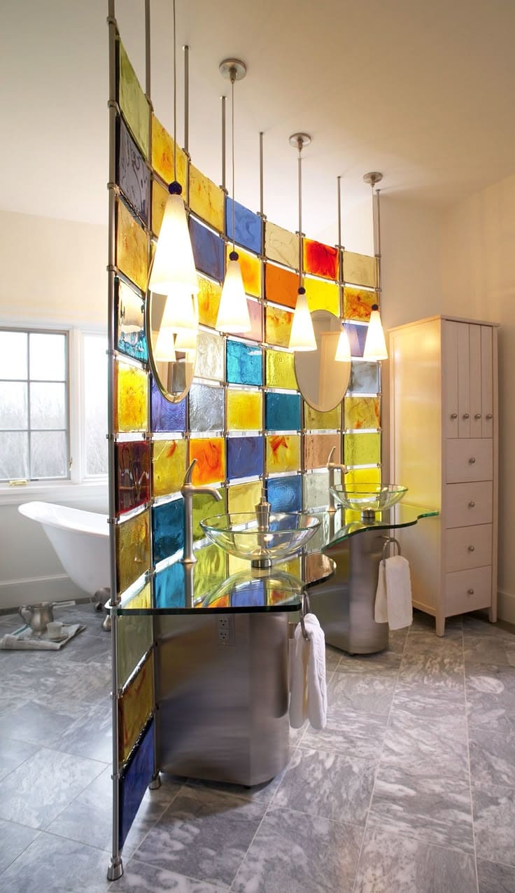 Modern Rainbow Glass Panel Divider