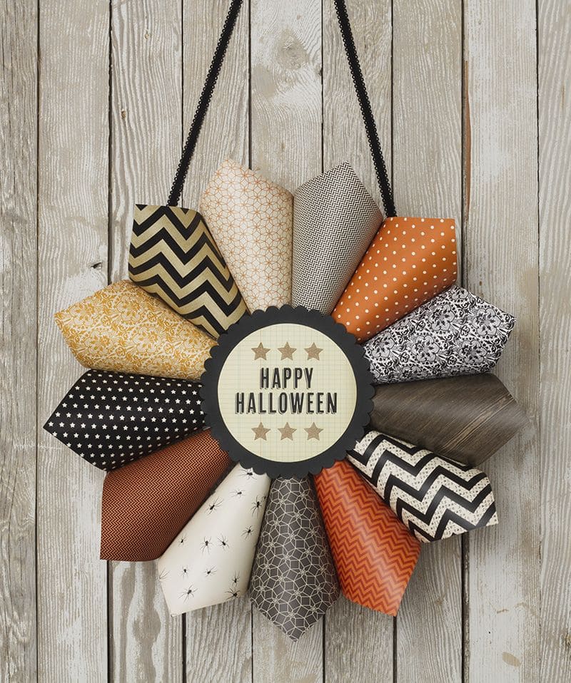 Patterned Paper Cone Wreath with a Cheerful Twist