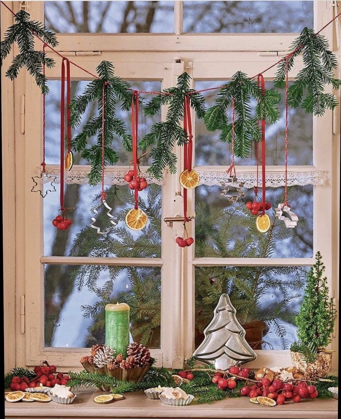 Rustic Evergreen Garland Display
