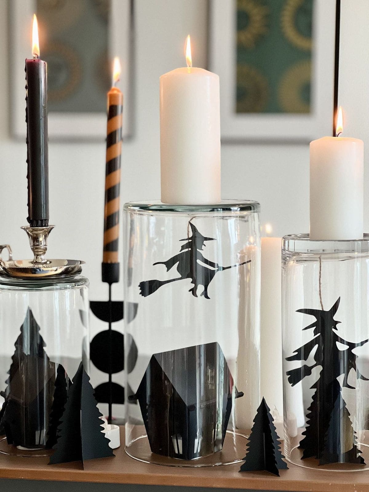 Silhouette Witch Candle Display