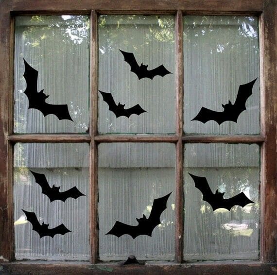 Simple Bat Silhouette Window Decor
