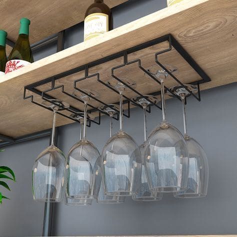Under-Shelf Iron Wine Glass Rack