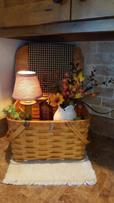 Vintage Basket Nook with Cozy Autumn Glow