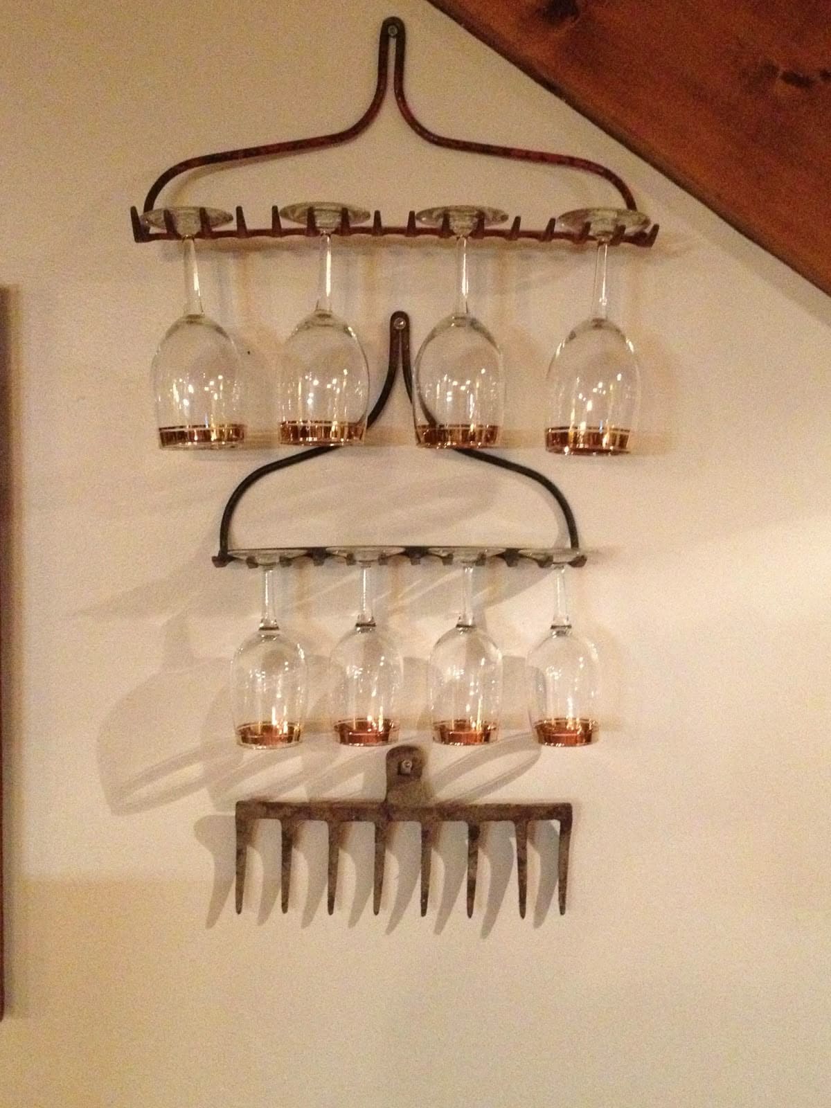 Vintage Garden Rake Glass Hanger