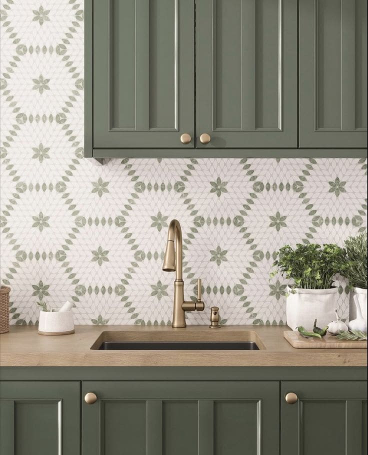Vintage Petal Mosaic Backsplash