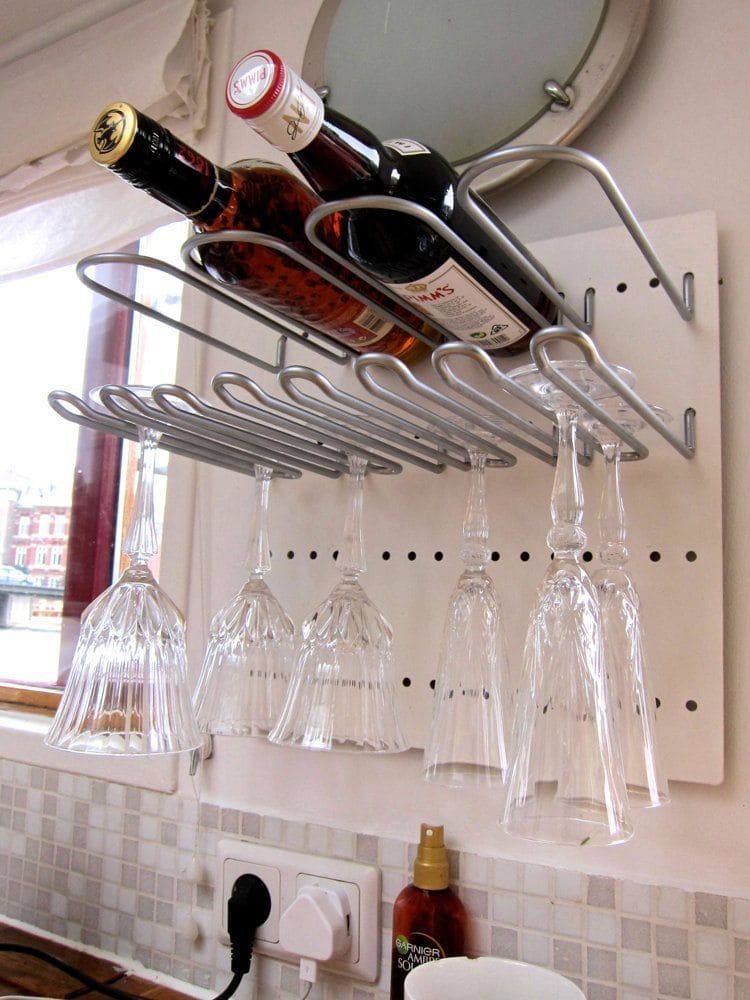Wall-Mounted Wire Rack with Pegboard Backing