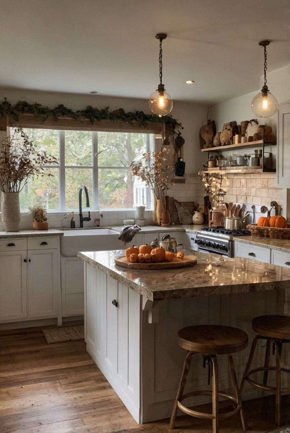Warm Harvest Charm in a Rustic Autumn Kitchen