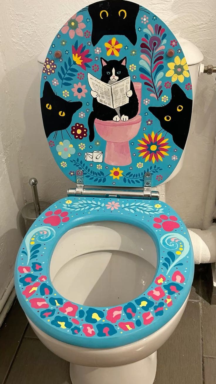 Whimsical Cat-Themed Toilet Seat