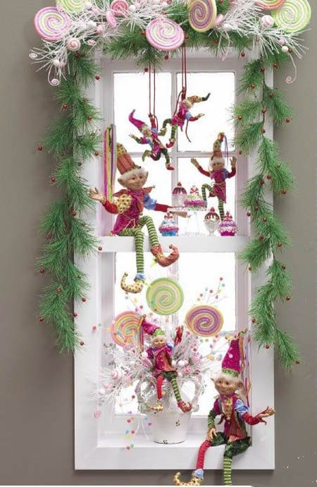Whimsical Elf Candyland Window Display