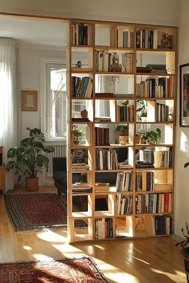 Wooden Crate Bookshelf Divider