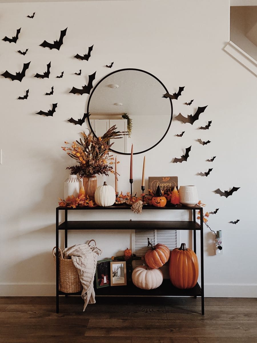 Bat-Filled Autumn Glow Console Table