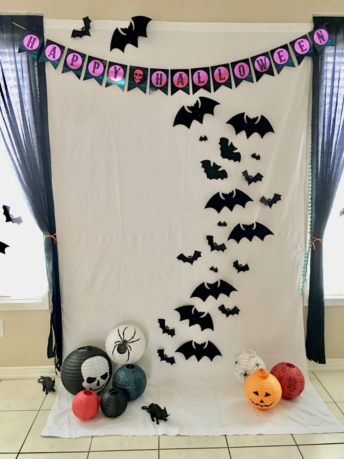 Bats in Flight Halloween Backdrop