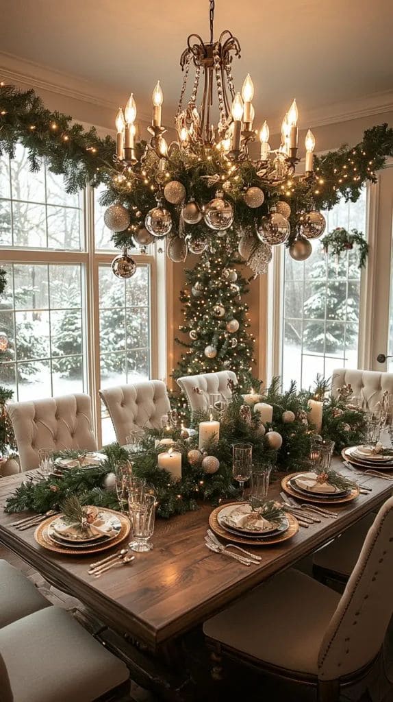 Candlelit Evergreen Christmas Table