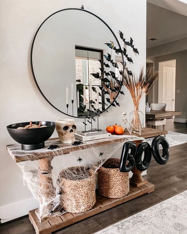 Chic Halloween Console Table BOO Balloon Banner