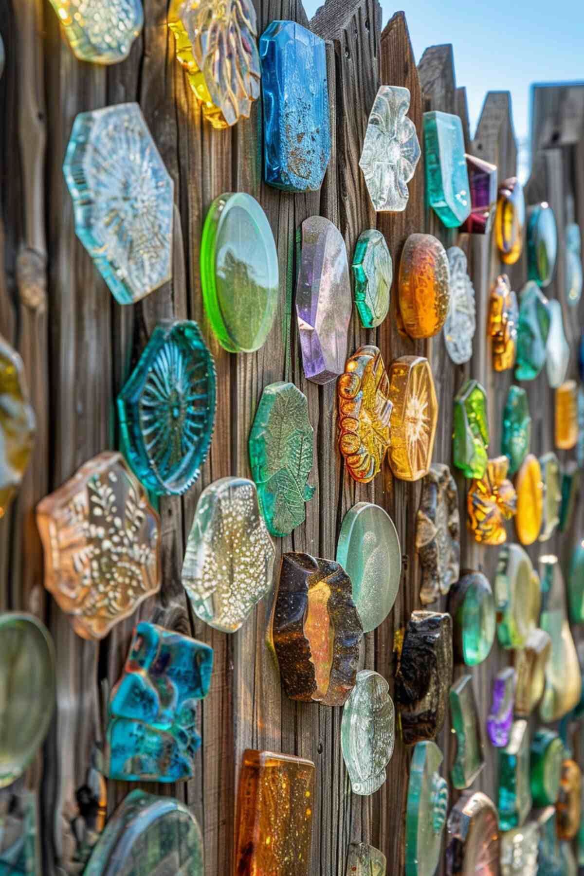 Colorful Glass Gem Fence Art