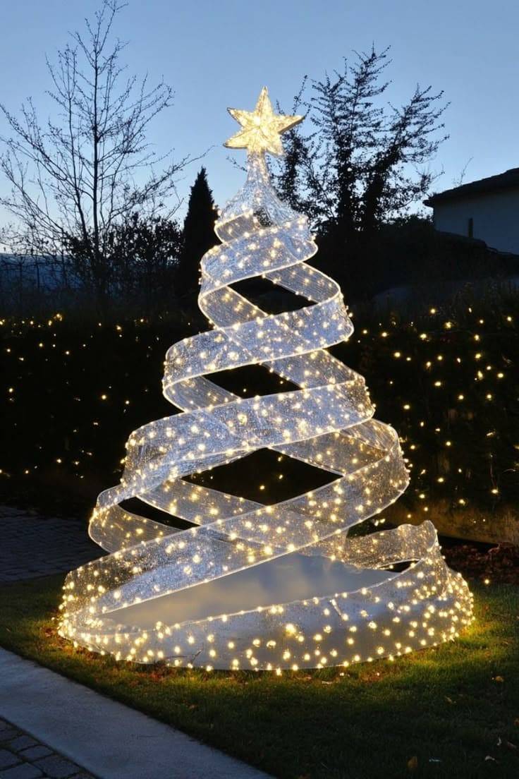 Elegant Mesh Ribbon Light Tree