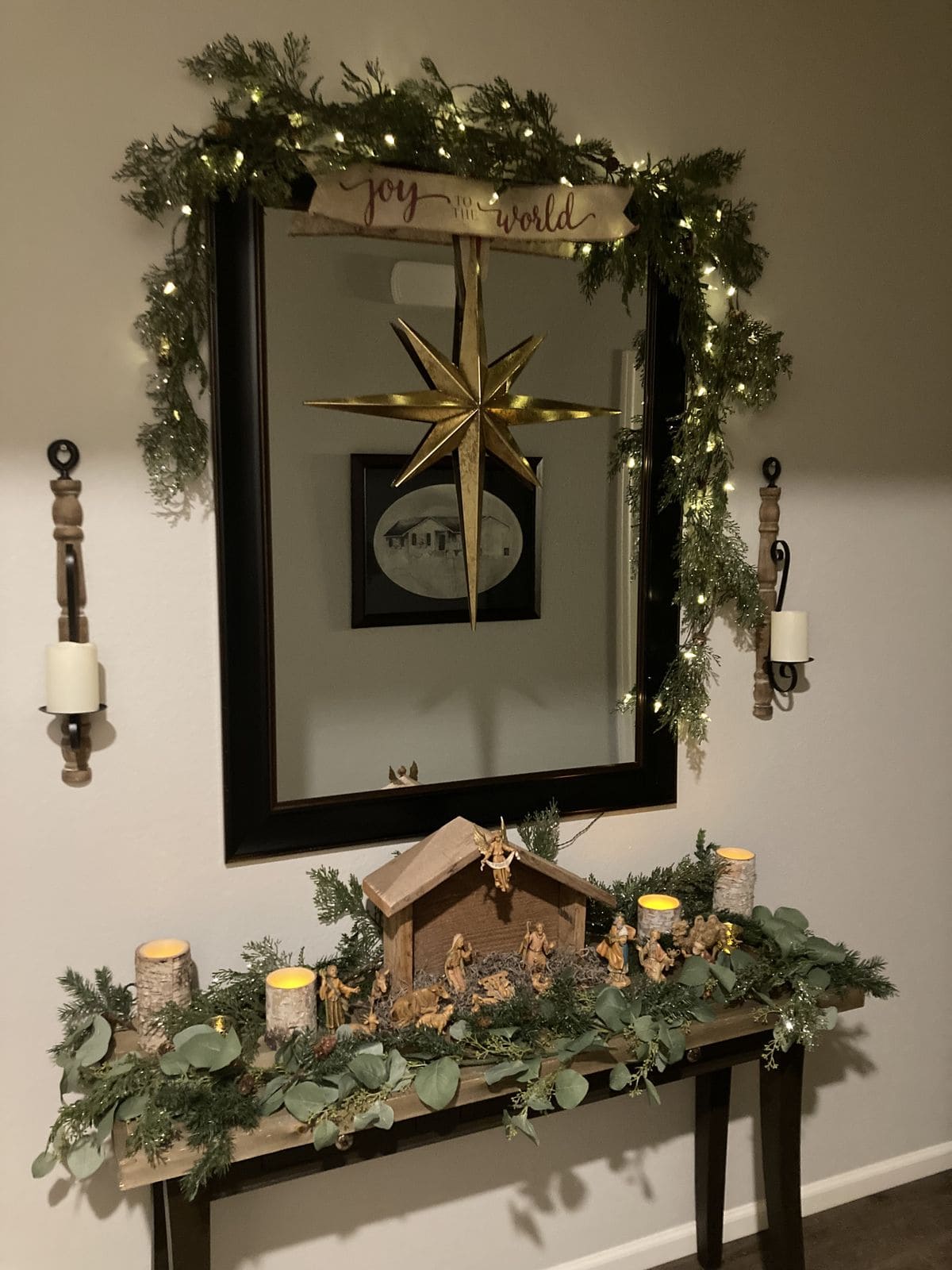 Elegant Nativity Console with Golden Star