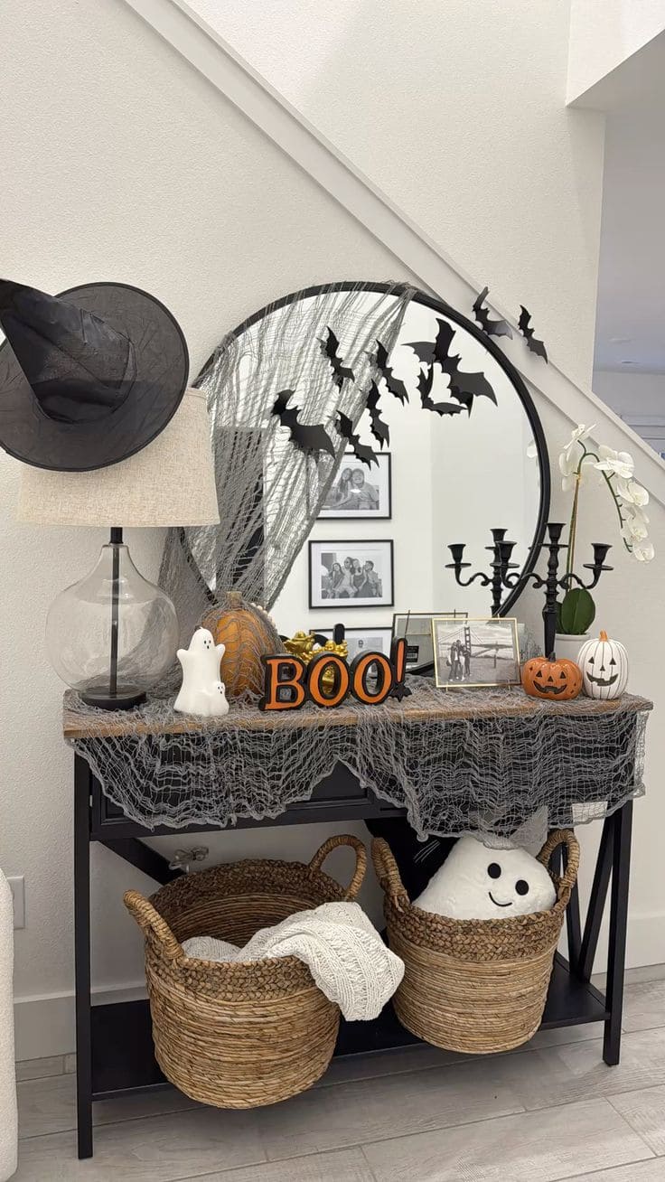 Family-Friendly Halloween Console Decor