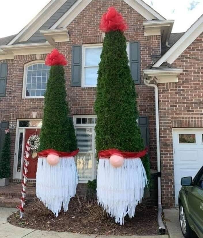 Giant Gnome Topiary Duo