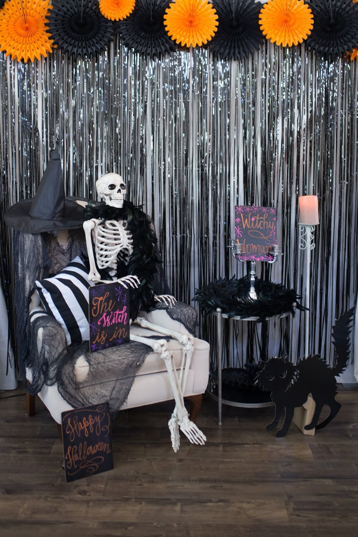 Glam Witch Skeleton Photo Corner