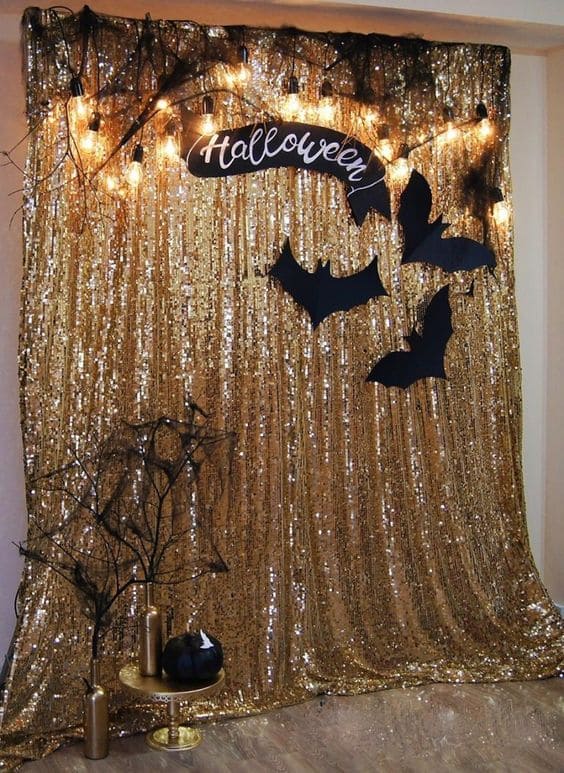 Golden Glam Halloween Backdrop