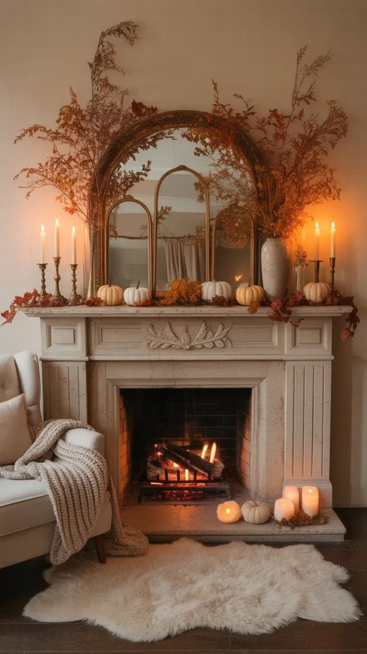 Golden Glow Autumn Mantel Styling