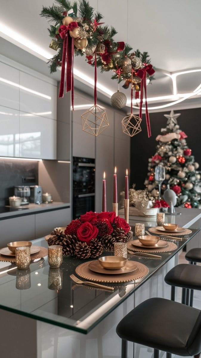 Golden Glow Modern Christmas Table