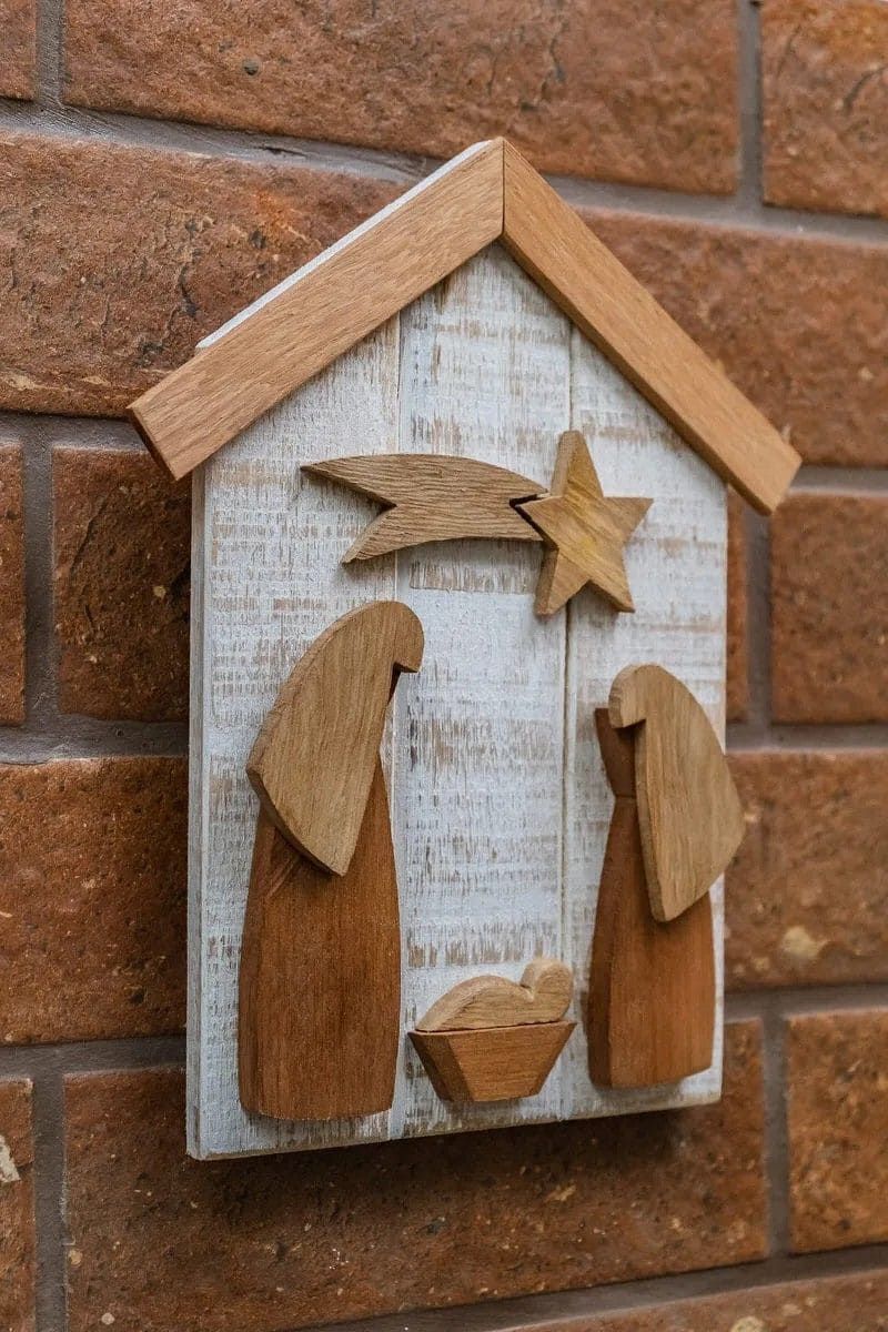 Minimalist Wooden Wall Nativity
