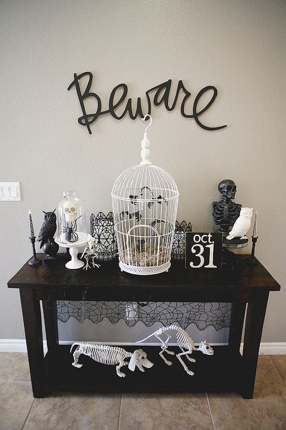 Monochrome Halloween Console Table