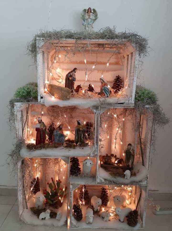 Multi-Tiered Crate Nativity Wonderland