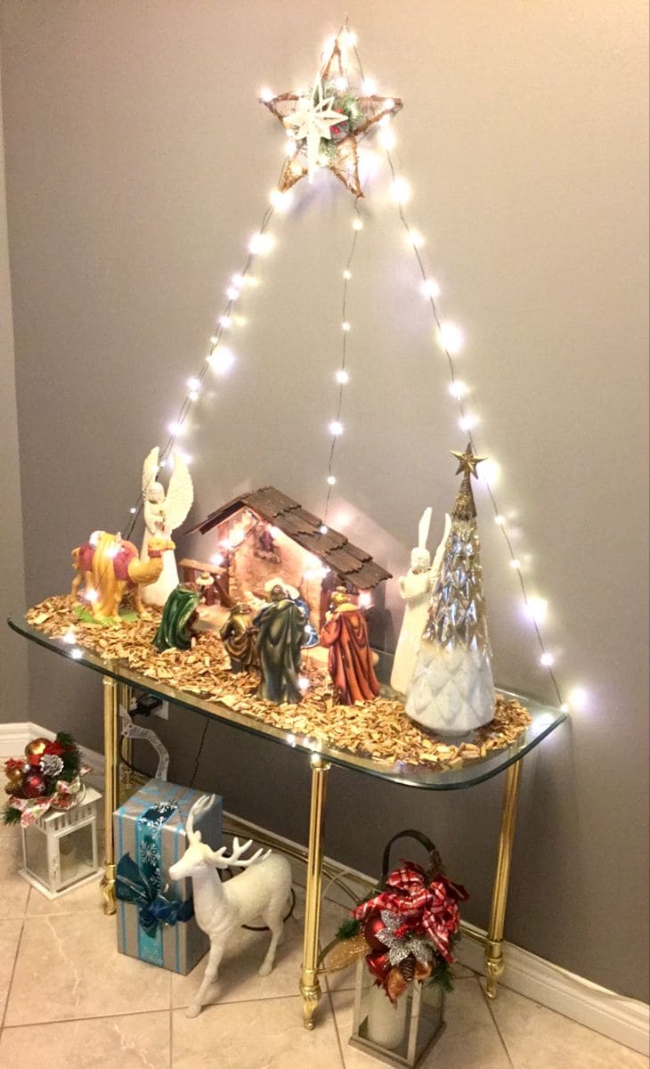 Nativity Scene Framed in Lights