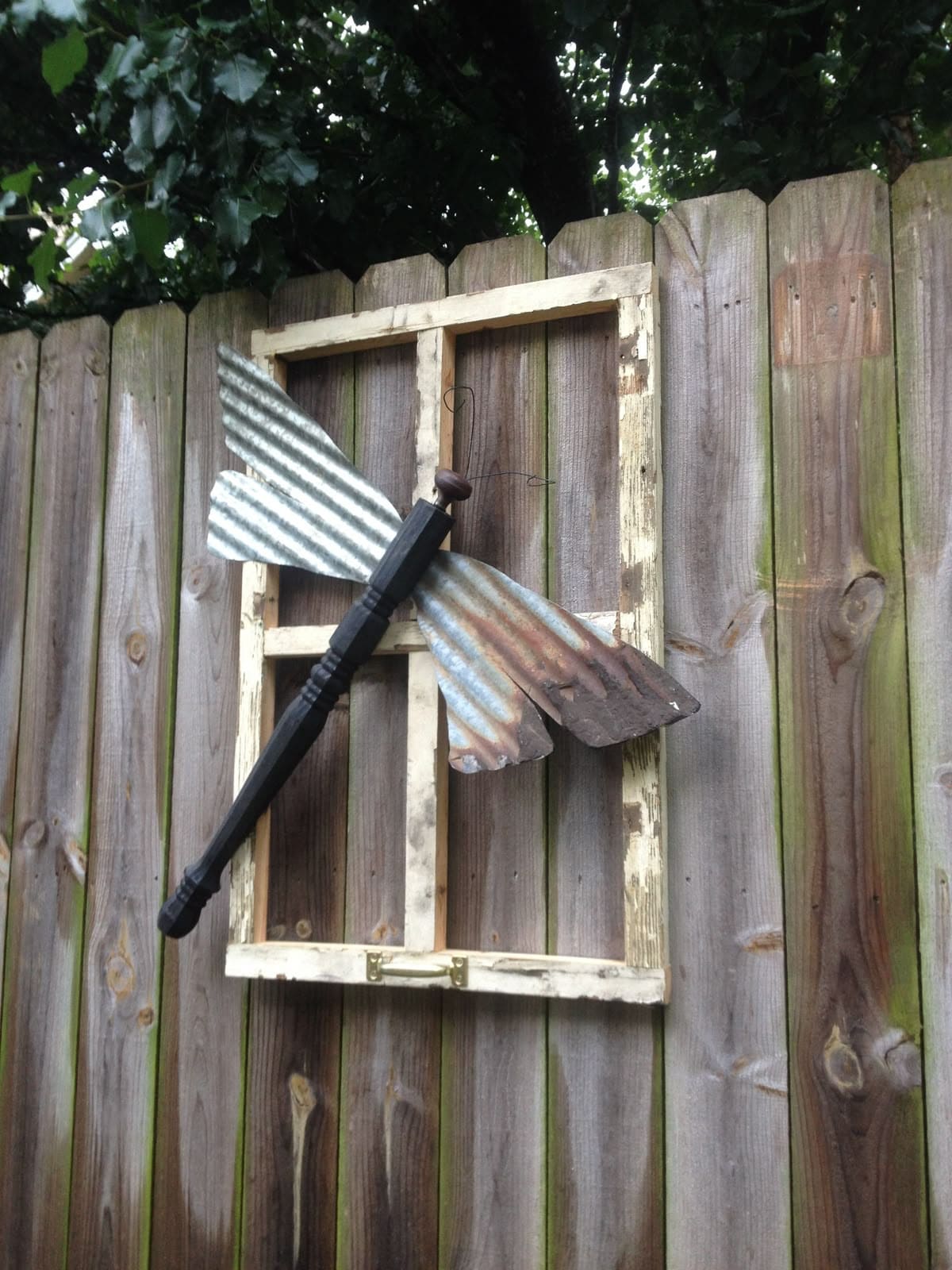 Rustic Dragonfly Fence Art