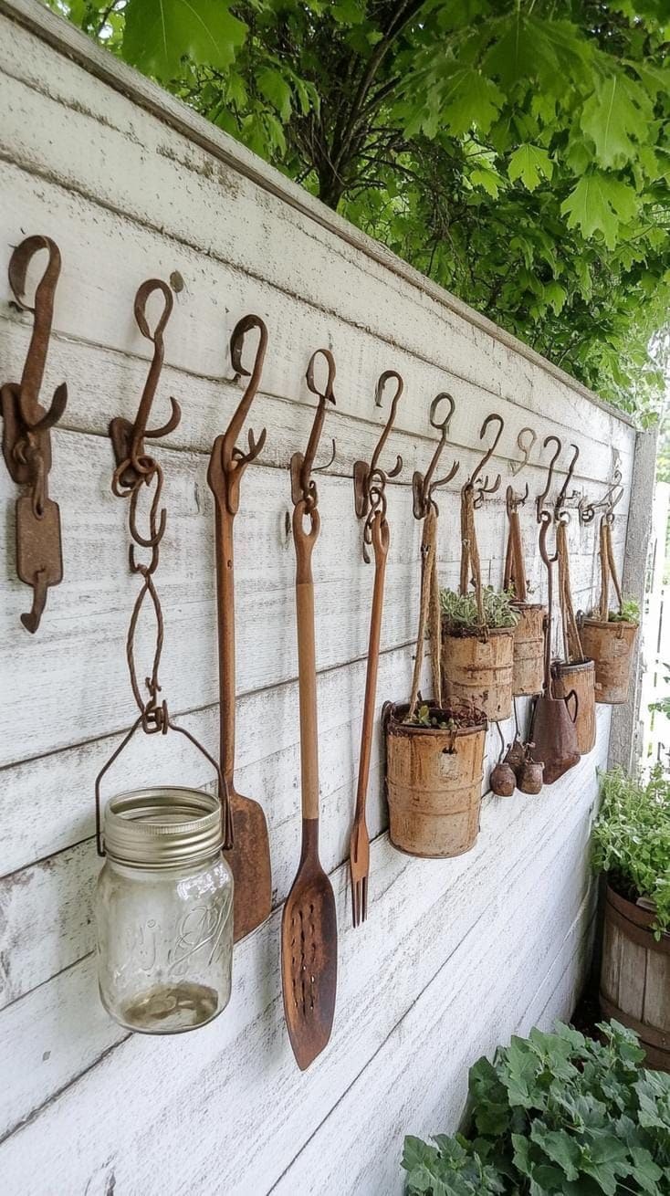 Rustic Hanging Fence Organizer