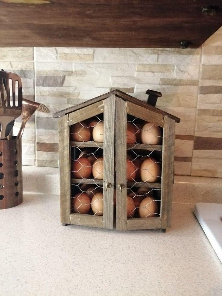 Rustic Wooden Coop Egg Holder