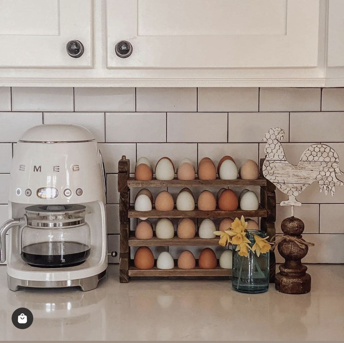 Rustic Wooden Tiered Egg Rack
