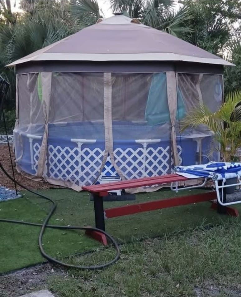 Screened Gazebo Pool Setup