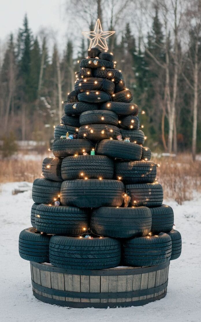Stacked Tire Christmas Tree