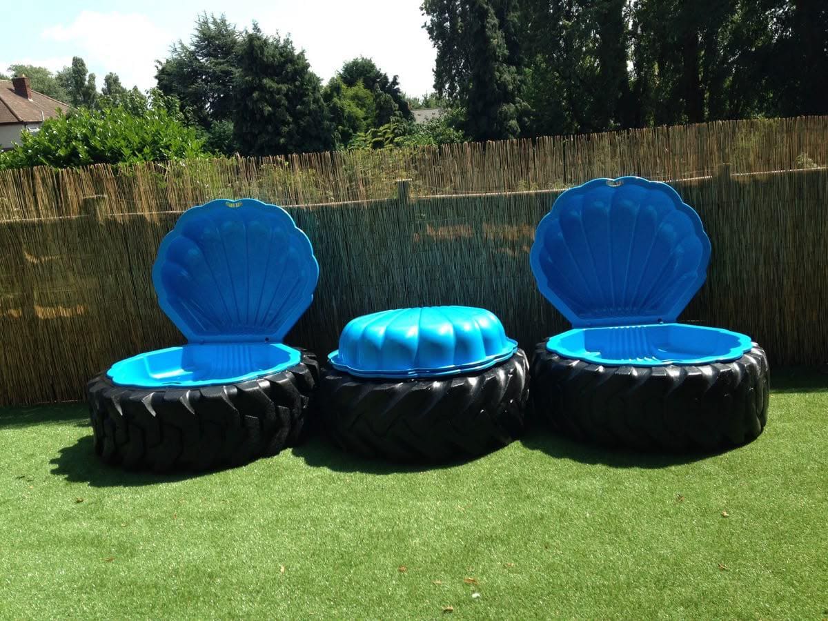 Tractor Tire Kiddie Pool Setup
