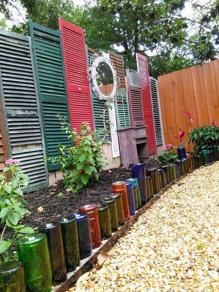Vintage Shutter Fence with Bottle Border