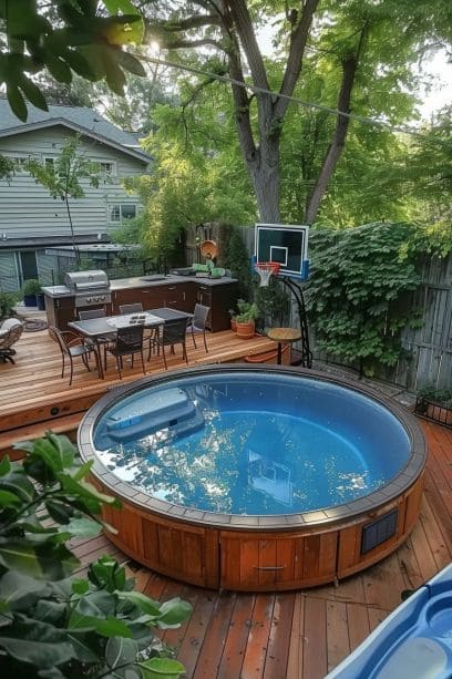 Wooden Deck Pool Oasis