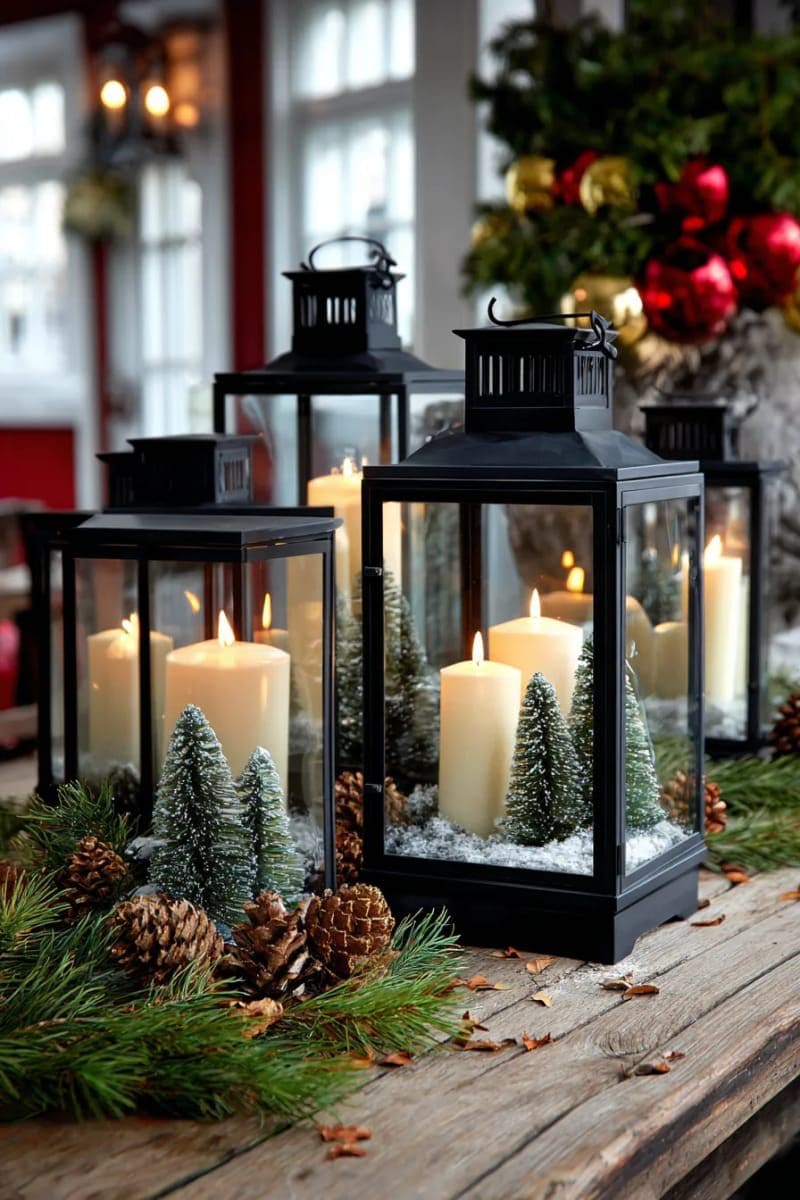 Black Lantern Winter Centerpieces