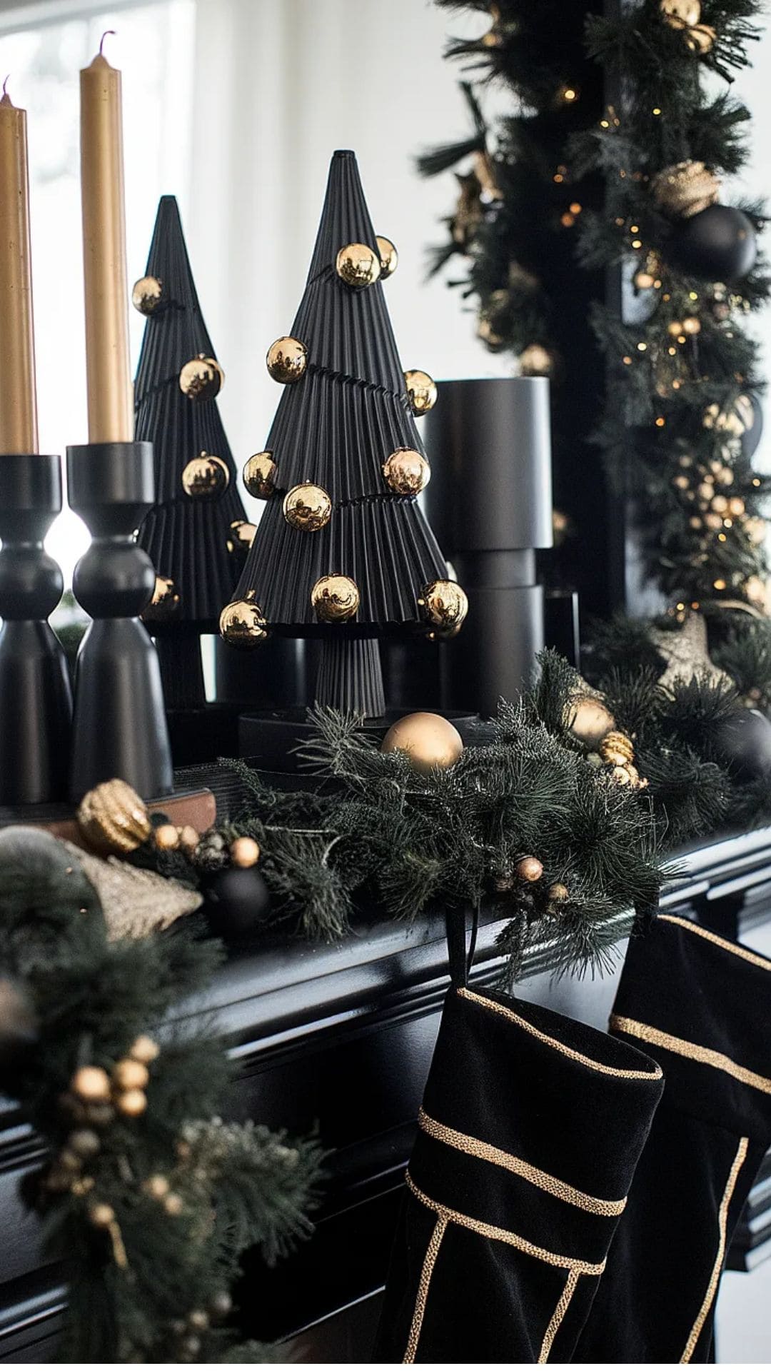 Black and Gold Mantel Elegance