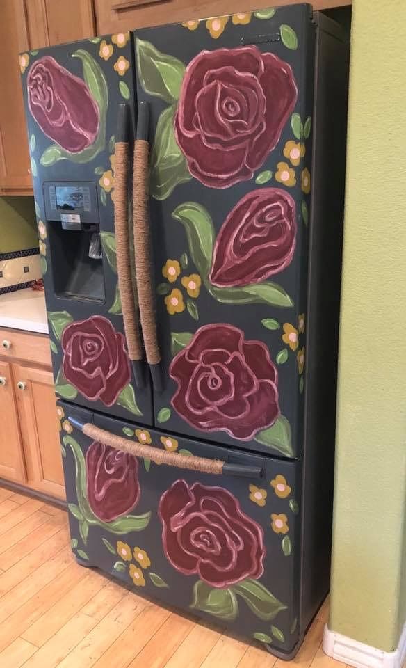 Bold Rose Garden Fridge Wrap
