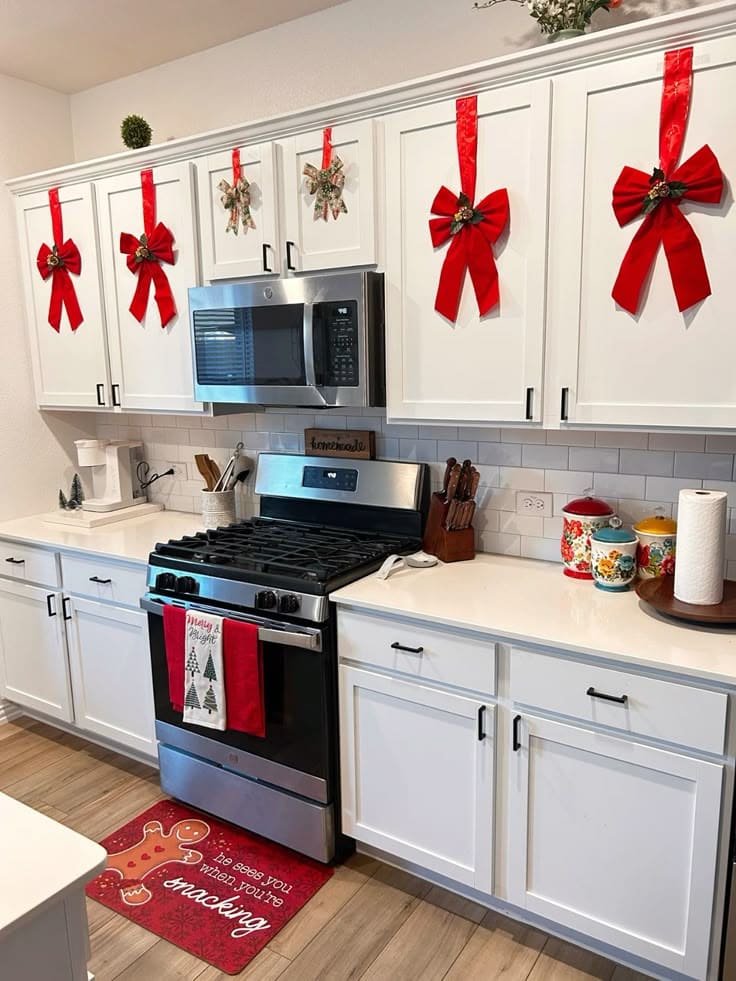 Cabinet Bows for Festive Flair