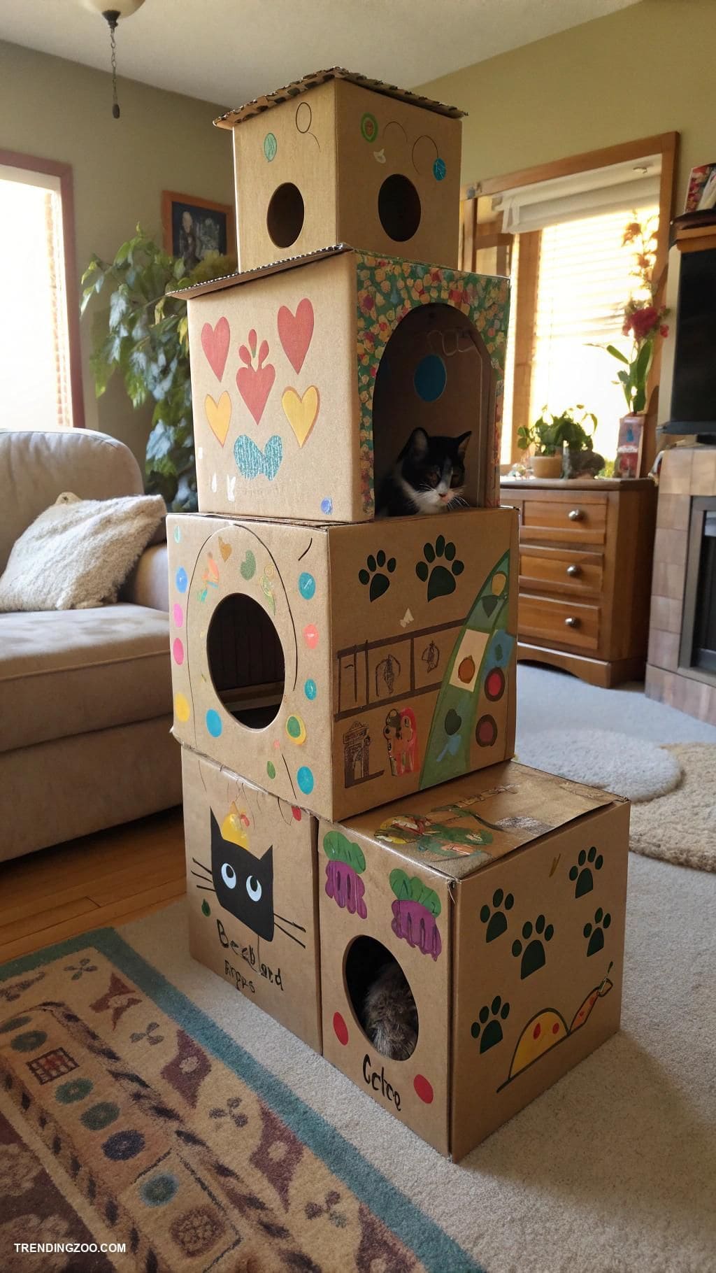 Cardboard Box Cat Castle